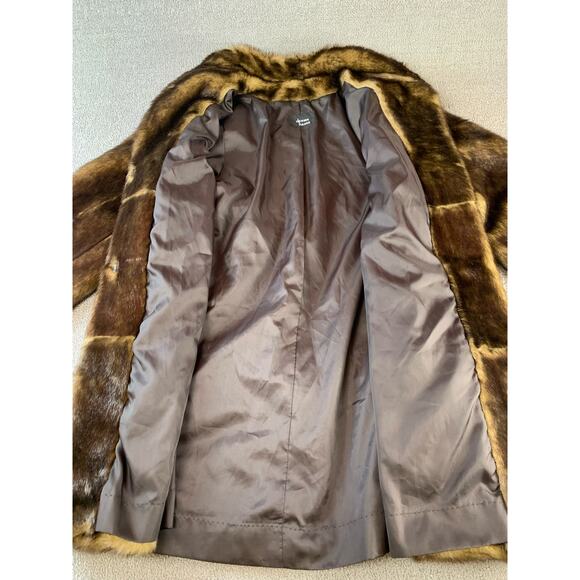 Dennis Basso Faux Fur Coat Retro Glamor Chic Winter Brown Size Medium - Picture 3 of 11